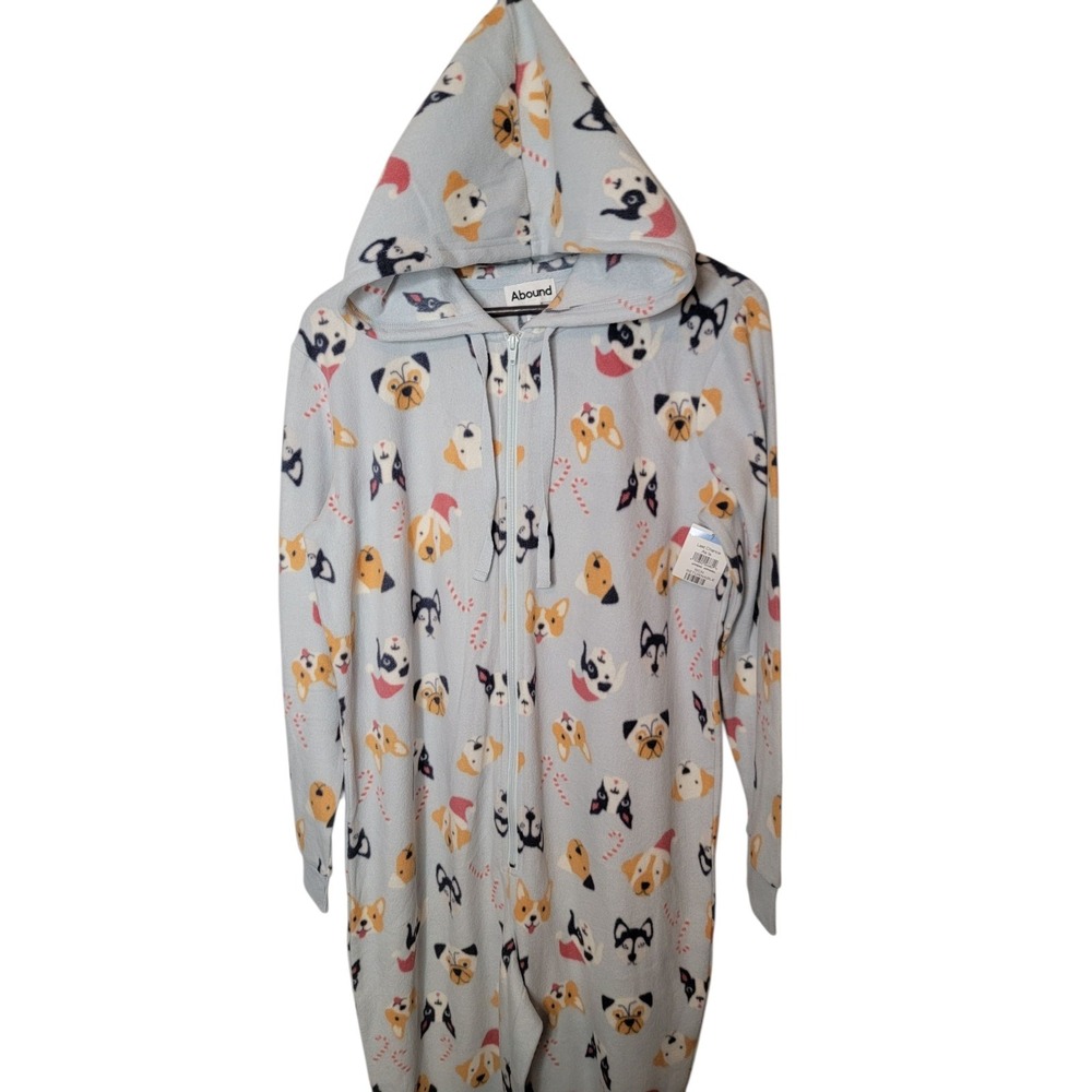 NWT New Nordstrom Abound Dogs Christmas Santa Hats Candy Canes One Piece Pajamas